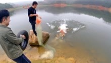 农村小伙带香港朋友“豪横”的水库网鱼，不料都是旱鸭子！