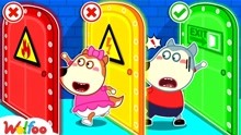 沃尔夫动画：神秘门挑战，沃夫和妹妹玩儿童安全标识游戏