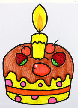 水果蛋糕简笔画带颜色图片