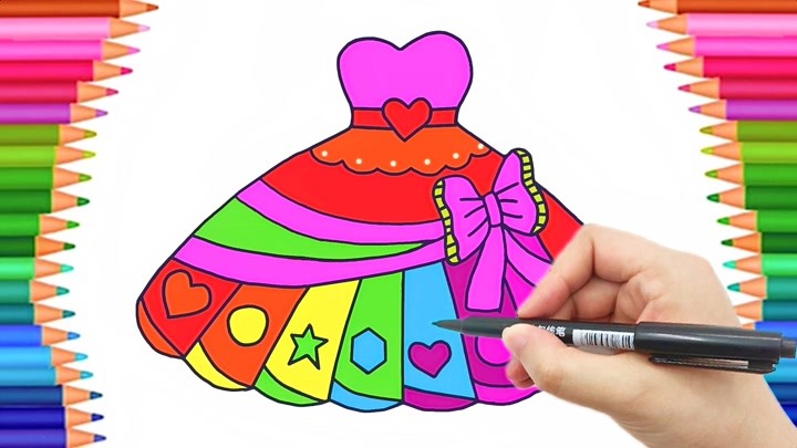 梦幻彩虹裙,好看又简单涂鸦画,女孩子的都喜欢