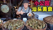 广东汕头小公园美食，老街干面粿汁，老妈宫粽球，阿星吃炒糕粿