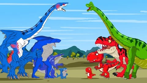 恐龙世界搞笑动画 恐龙大战金刚 鲨鱼入侵霸王龙村落!
