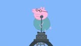 小猪佩奇：猪爸爸恐高闭眼爬巴黎铁塔，睁眼发现到塔尖了！