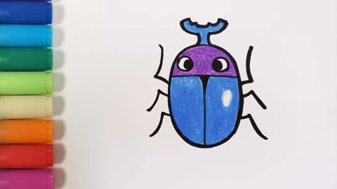 儿歌多多昆虫简笔画 第12集 甲壳虫 宝宝会画帅气的甲壳虫么