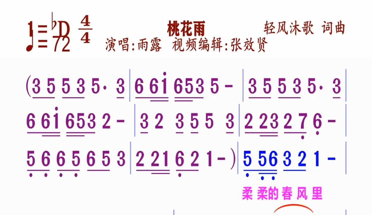 歌谱桃花雨图片