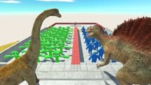 动物战争模拟器游戏 不同的恐龙挑战蓝色彩虹朋友和绿色斑斑加藤