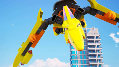 百变布鲁可教育短片 第1046集 可可的翼龙从空中把香蕉车提起来了