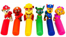 用6种颜色的彩泥做出6只小狗，汪汪队立大功益智手工玩具